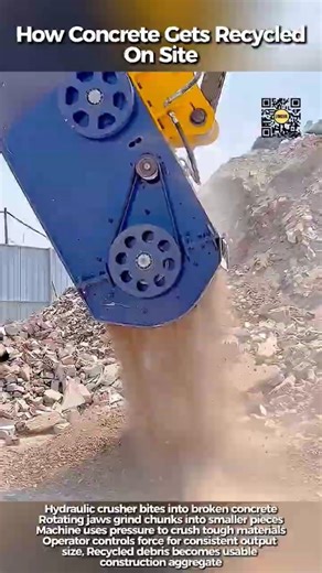 Excavator Crushing Concrete Into Aggregate #9work