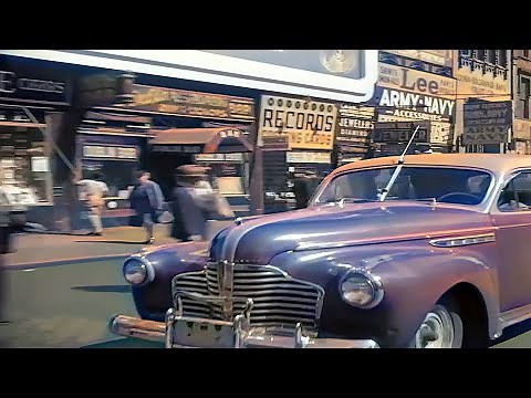 New York 1945 in color, Street Scenes [60fps, Remastered] w/sound design added