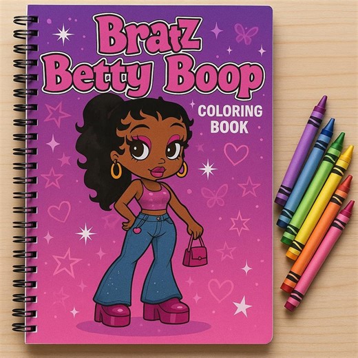 Bratz Betty Boop Coloring Book | Afrocentric Cartoon Art + Stickers - Etsy