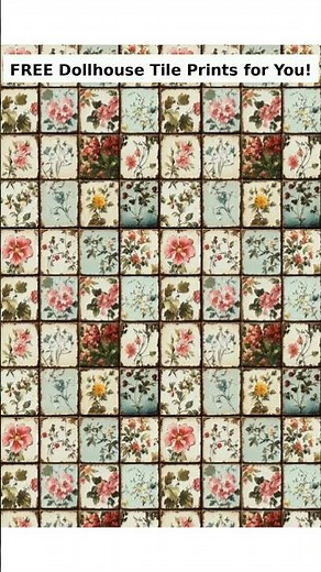 FREE dollhouse tiles, printables in a PDF file for you! #dollhousedecor #dollhousefloors