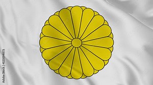 national emblem or symbol of Japan in waving flag. smooth 4k video seemless loop