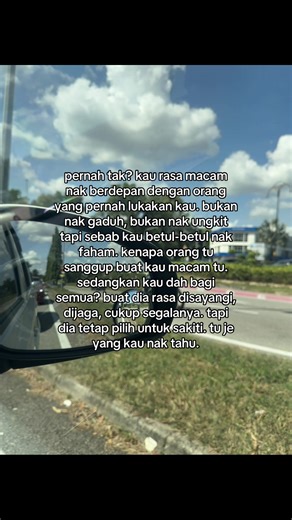 Aku nak tau kenapa dia sanggup tipu aku.dia nak jelaskan tapi aku yang tak nak dengar.sebab bukan kecik perkara yang dia tipu tu.besar sangat ..aku tak sanggup nak dengar.jadi aku cut off terus dari hidup dia.aku harap dia bahagia dan bila kifarah tu datang aku harap dia ingat apa yang dia buat dekat orang.nak memaafkan memang mudah,tapi untuk ikhlas kan tu yang ambil masa lama… #fyp #fypシ゚ #foryoupage #quotes #creatorsearchinsight