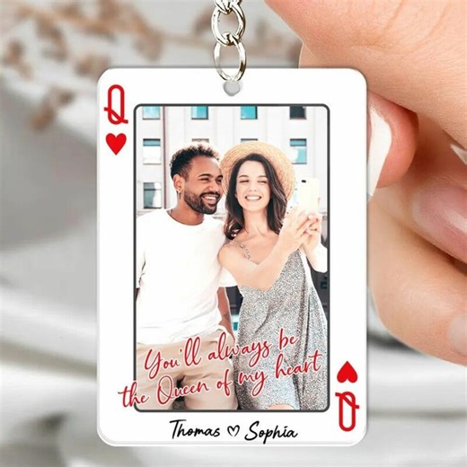 Custom King Queen Couple Keychain, Romantic Matching Keyring, Anniversary Gift for Her Him, Personalized Valentine Bag Charm Tag - Etsy