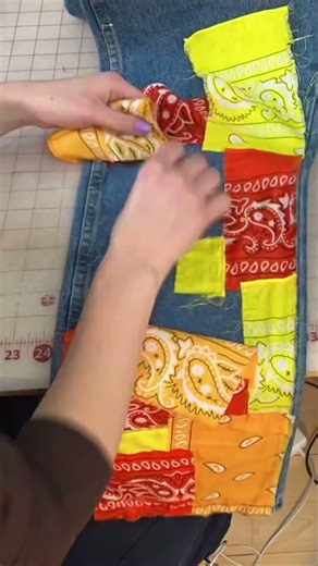 Seam Ripping Patchwork Bandana Jeans I Never Wore ✂️ #shorts #seamripping #sewing