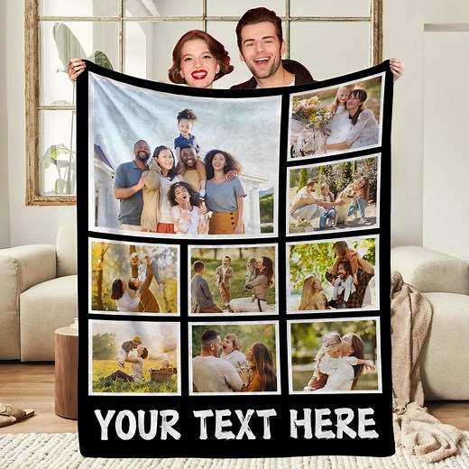 Personalized Photo Blanket Custom Picture Blanket Made in USA Custom Name Text Blanket Family & Friends Custom Gifts Personalized Keepsake - Etsy