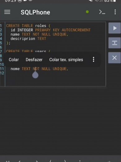 Criando um banco de dados com SQLPHONE #sql #programming #programação #technology
