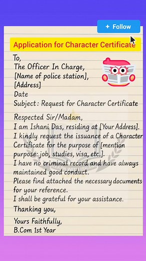 Application for Character Certificate ♥️ #reels #trend #viral #trend #trending #application #education @topfans | Learn with Ishani