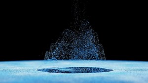 Wave particles, fantasy background, 3d rendering.