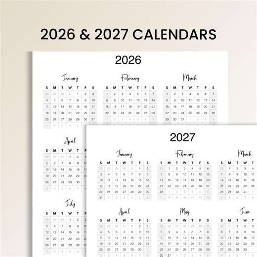2026-2027 Minimalist Calendar – Printable Desk & Wall Planner (PDF Download) - Etsy Canada