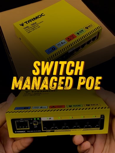 Cloud Managed POE Switch | TMS-1004-1G-1S-52W Standard IEEE 802.3af/at Ethernet Interface 4 x 1Gbps POE Ethernet 2 Port Uplink 1Gbps ( SFP & RJ45 ) Max POE Output Per Port 30W Max POE Output 52W Material Metal Case Enclosure Material Rack Mount Metal Case Power Supply AC input 100-240V Operating Environment Temperature: 0°C to 40°C, Humidity: 10% to 90% Storage Environment Temperature: -40°C to 70°C, Humidity: 5% to 90% Product Dimension 125x115x33mm #tarmoc #tarmocindonesia #switch #switchpoe #