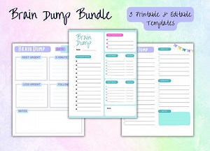 Editable Brain Dump Printable Bundle, ADHD Planner, to Do List Template, Thought Organizer, Task List, Brain Dump List, Daily to Do List - Etsy UK