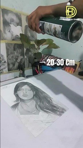 How to use fixative spray on pencil drawing😱✏️ #short #shorts #shortvideo #dasuhansartgallery