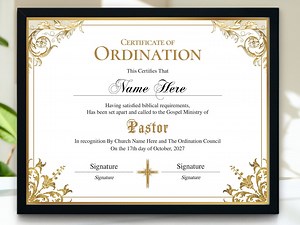 Pastor Ordination Certificate Template, Editable Certificate of Ordination, Elegant Ordination Certificate, Printable Ministry Certificate - Etsy