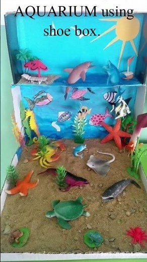Aquarium using Shoe Box #aquarium #craft