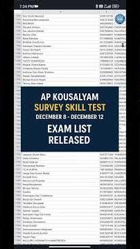 Ap Kousalyam Skill Test Released Exam List Dec 8-Dec 12 |Ap Work From Home Survey 2025|