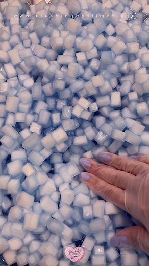 Give this slime a name! 💙🧊✨ This is the jelly cube slime that comes with Blueberry Milk 🥰 Will be available on our restock on Saturday Sept 10! #oddlysatisfying #asmr #satisfy #fypシ