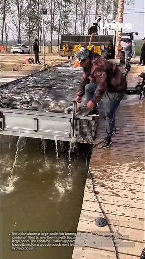 Massive fish harvest: thousands of fish released into pond