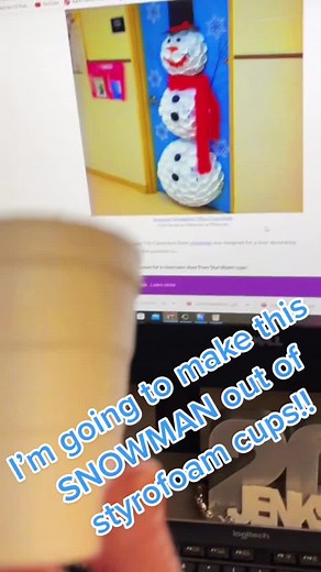 DIY Styrofoam Cup Snowman Door Decor | Fun Holiday Craft