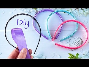 Как оплести ободок одной лентой Оплетение ободка атласной лентой How to wrap a headband with ribbon
