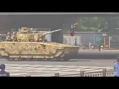 China Type 100 Tank and Fire Support Vehicle quietly drove through Beijing