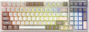 AULA Mechanical Keyboard Wireless, Gaming Keyboard with RGB Backlit, Support Hot Swappable, Fully Progammable and Durable, 3 in 1 99 Keys RGB Keyboard for Windows Mac PC Gamer, ICECRYSTAL Keys