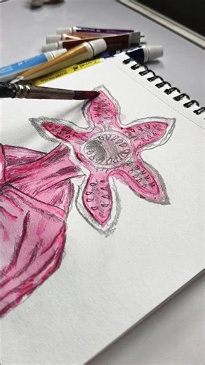 Pink Demogorgon water colour painting