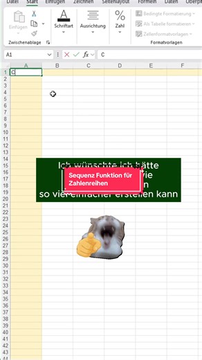 Schon mal die SEQUENCE-Funktion in Excel ausprobiert? In diesem Video zeige ich dir, wie’s geht. Schreib mir in die Kommentare, ob du sie schon kanntest, und schick das Video an deinen Excel-Buddy! 😉 #excel #karriere #beruf #fyp #fy