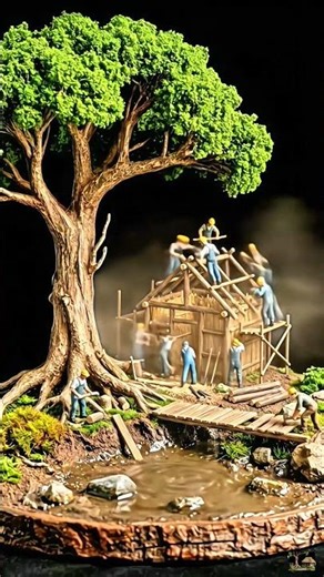 Cinematic Transformation: From Empty Land to Lush Miniature Hut & Pond