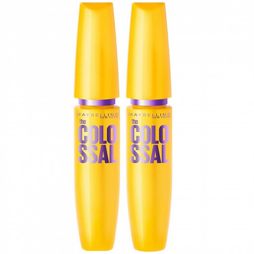 Maybelline Volum Express The Colossal Washable Mascara, Glam Black, 2 Pack