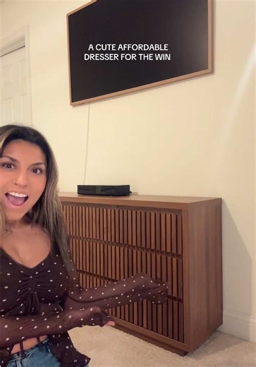 I desperately need to bring the tv mount lower but at first we thought we’d get a taller dresser, but I love the color and look! #9drawerdresser #bedroomdresser #dresser #bedroommakeover #homefinds