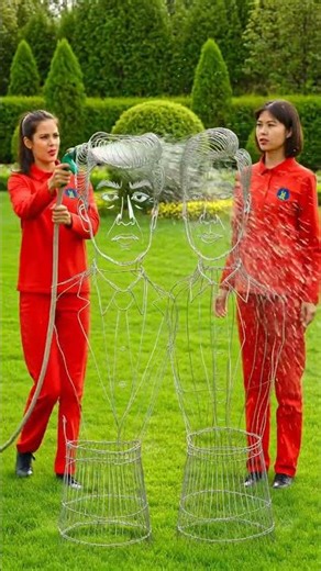 Donald Trump Xi Jinping homeowner makes celeberity statue out of grass for fun. #usa #topiary