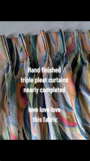Nearly finished ✨ Hand-finished triple pleat curtains and I love love LOVE this fabric 🤍 The final hand stitching is pure therapy 🪡 #sewingtok #curtainmaking #handsewn #sewingtherapy #oddlysatisfying