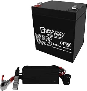 Mighty Max Battery 12V 5AH Battery for Moose Z1100 Security + 12V 1Amp Charger