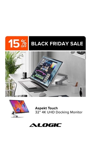 ⚡ BLACK FRIDAY DEAL — 15% OFF! ⚡ Simplify your setup with the Alogic Aspekt Touch 32″ 4K Docking Monitor — designed to power your workflow and creativity  ✅ 4K UHD clarity for vivid visuals ✅ Touchscreen control for intuitive productivity ✅ 145W USB-C power delivery — one cable, total control ✅ Docking monitor design — clean workspace, no clutter Your work deserves smarter tech. Grab 15% OFF before Black Friday ends! ⏰ | ALOGIC | Facebook