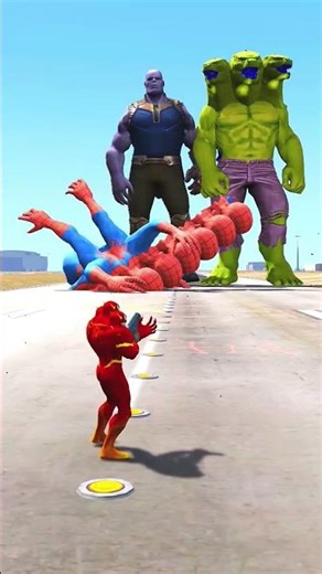 Random Superheroes VS Giant Hulk & Thanos & Spiderman #gtav #shorts #gta