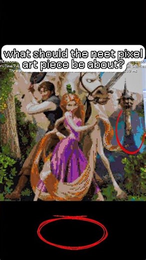 I made a Rapunzel pixel art in Minecraft.