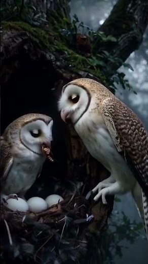 male owl feeding the female owl #love #birds #naturelovers