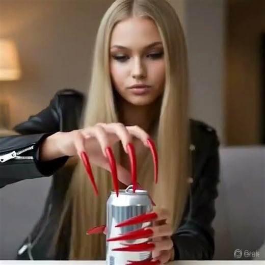 AI girl Elsa penetrating can with long nails