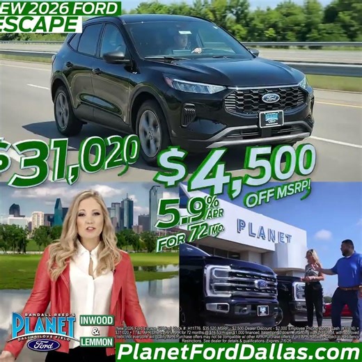 New 2026 Ford Escape ST-Line | Only $30,020 - $4,500 OFF! | 5.9% for 72m | Ford Dealer in Dallas