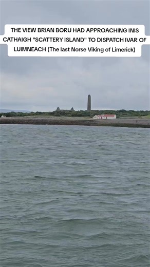 The then-King of the Dalcassians, Brian Boru, brought his men to this island after the subjugation of Viking Limerick to deal with Ivar and his sons, who were involved in the treacherous, double-crossing killing of his older brother, Mahon (the King of Munster). They hid in the monastery where the round tower is thinking Brian wouldn't enter... but he did ... and they were dealt with ⚔️ #irishhistory #vikings #brianboru #rivershannon #scatteryisland | Bertie Brosnan Films