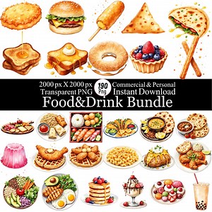 190 Food and Drinks Clipart PNG Bundle, Summer Food Clipart, Italian Food PNG, Fruits Clipart, Cookout Graphics, Digital Download - Etsy