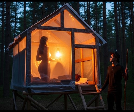 Building a Shelter from Fallen Logs and Plastic Wrap Bushcraft, Survival | Living Wilderness