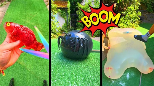 Inflating Stretchy Toys With Water Until They Explode