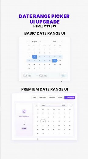 Date Range Picker UI Upgrade | Basic vs Premium #datepicker #inputfields #formdesign #foryou