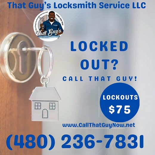 That Guy’s Locksmith Service LLC provides 24-hour emergency locksmith services for residential, commercial, and automotive needs. Their experienced team focuses on customer satisfaction and safety, showcasing before-and-after photos and testimonials on their website to build trust with clients. Contact them at (480) 236-7831 or visit www.CallThatGuyNow.net #ThatGuy #Locksmith #Lockedout #24/7Locksmith #Lockedoutofcar ##Lockedoutofhouse