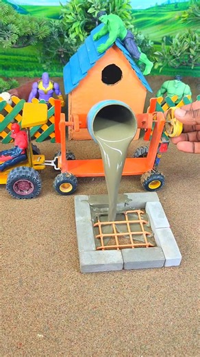 🔥 Real Working Mini Tractor Machine Making Cement Pillar Footing with Bricks #shorts #youtubeshorts