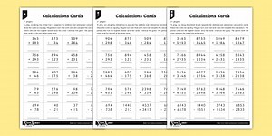 Column Addition and Subtraction Calculation Differentiated Card Game