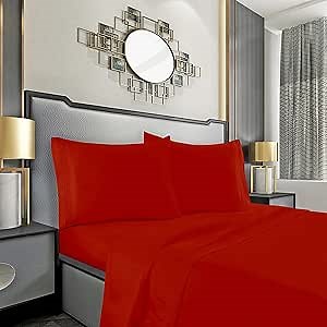 Mocassi Pillow Cases Standard Size Set of 2 - Pillow Covers - Pillow Protector - Hotel Luxury 1800 Thread Count Bedding Sheets & Cooling Pillowcases (Set of 2 Standard/Queen Size, Red)