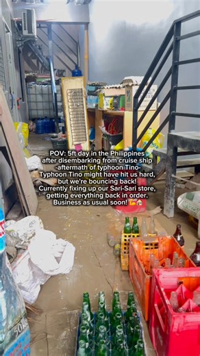 After the storm comes the cleanup! Fixing our Sari-Sari store after Typhoon Tino, but we're grateful to be safe and ready to serve the community again! 🌟" Agustin Clarknevon | Merial Marinduque