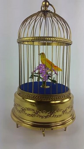 Antique French Bontems Automaton Bird Cage Music Box